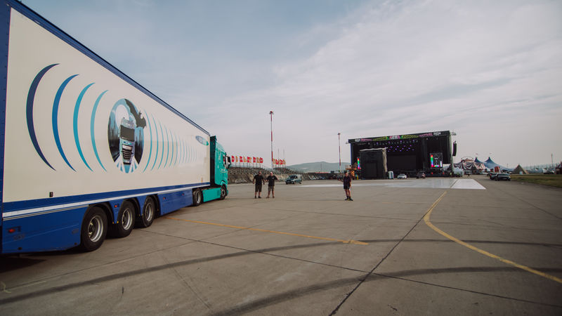 The first artist truck has already arrived at the airport.