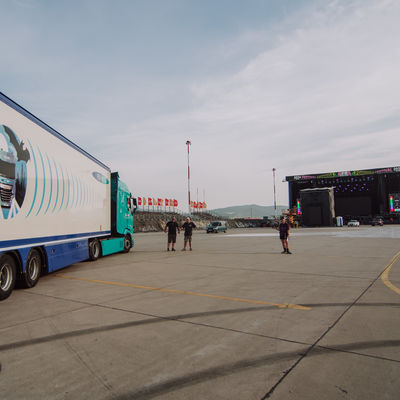 The first artist truck has already arrived at the airport.